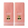 Tropical Pineapple Hand Towel Set 2 Piece Cotton Plush Fun Washroom Decor Embroidered Novelty Towels