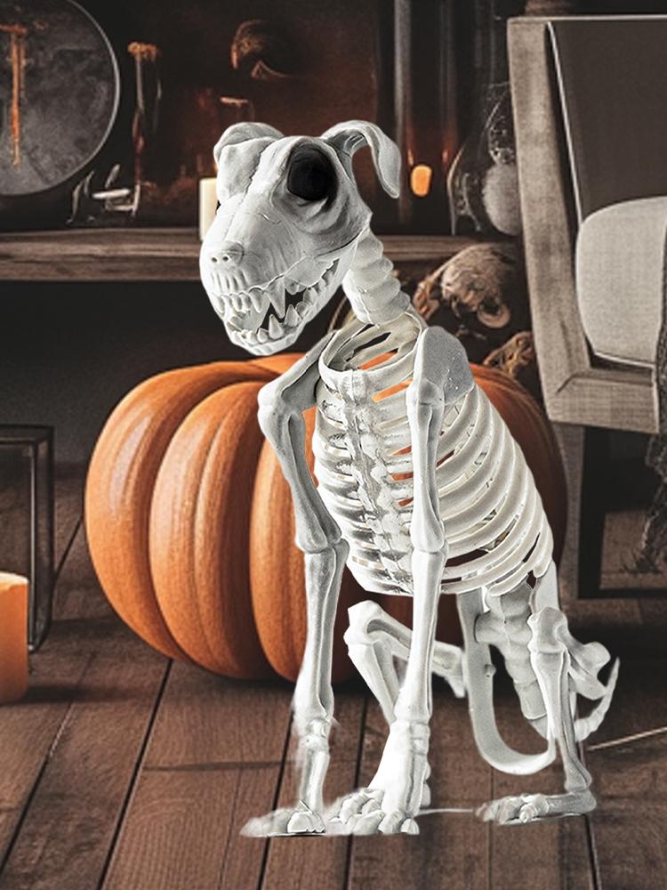 Halloween  Dog Skeleton Statue Skeleton Dog Puppy Skeleton Sculpture Scary SittingSpooky Skeleton Animals Decor for Home