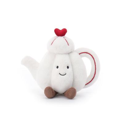 Aprikosenfarbenes Lamm Liebes-Teekännchen Plüschtier für Kinder, Weiches und niedliches flauschiges Liebes-Teekännchen für Mädchen und Jungen, 14cm