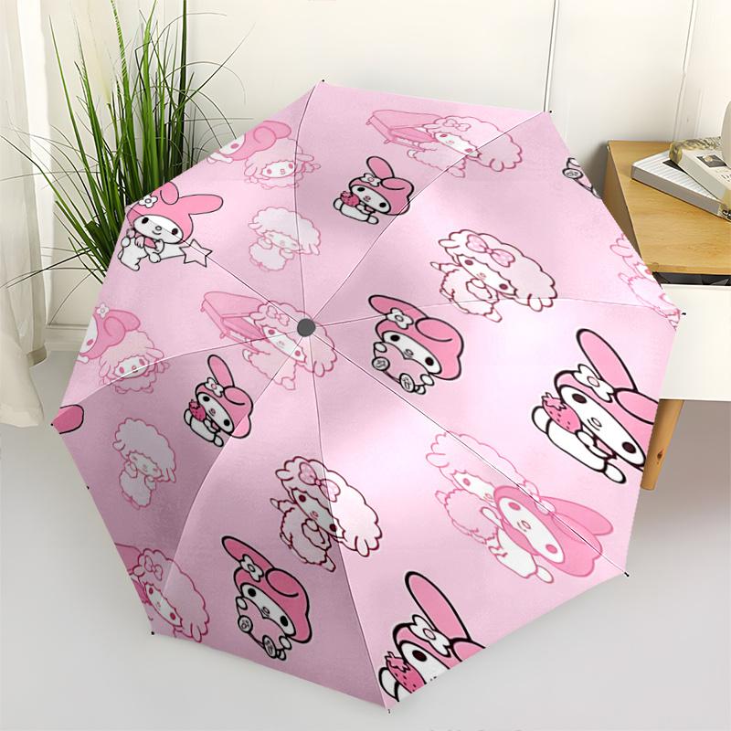 1pc My Melody Pink Umbrella - Automatic Open/Closed, Portable Folding Design, 8-Rib Iron Frame Outdoor Umbrella, Ideal Gift for Fans, Travelers, Every