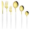 6Pcs/Set Gold Dinnerware Cutlery Set Mirror Stainless Steel Dinner Flatware Knife Dessert Fork Coffee Spoon Tableware Silverware Set