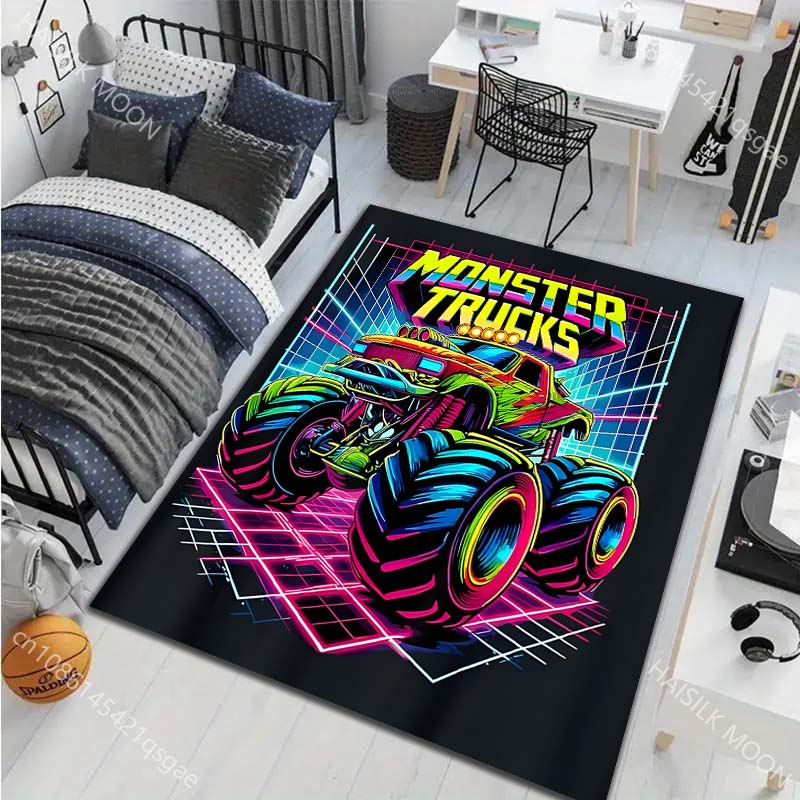 Multiple Style Big-footed Monster Truck Print Carpet for Living Room Bedroom Bedside Bathroom Floor Mat Home Area Rug Room Decor