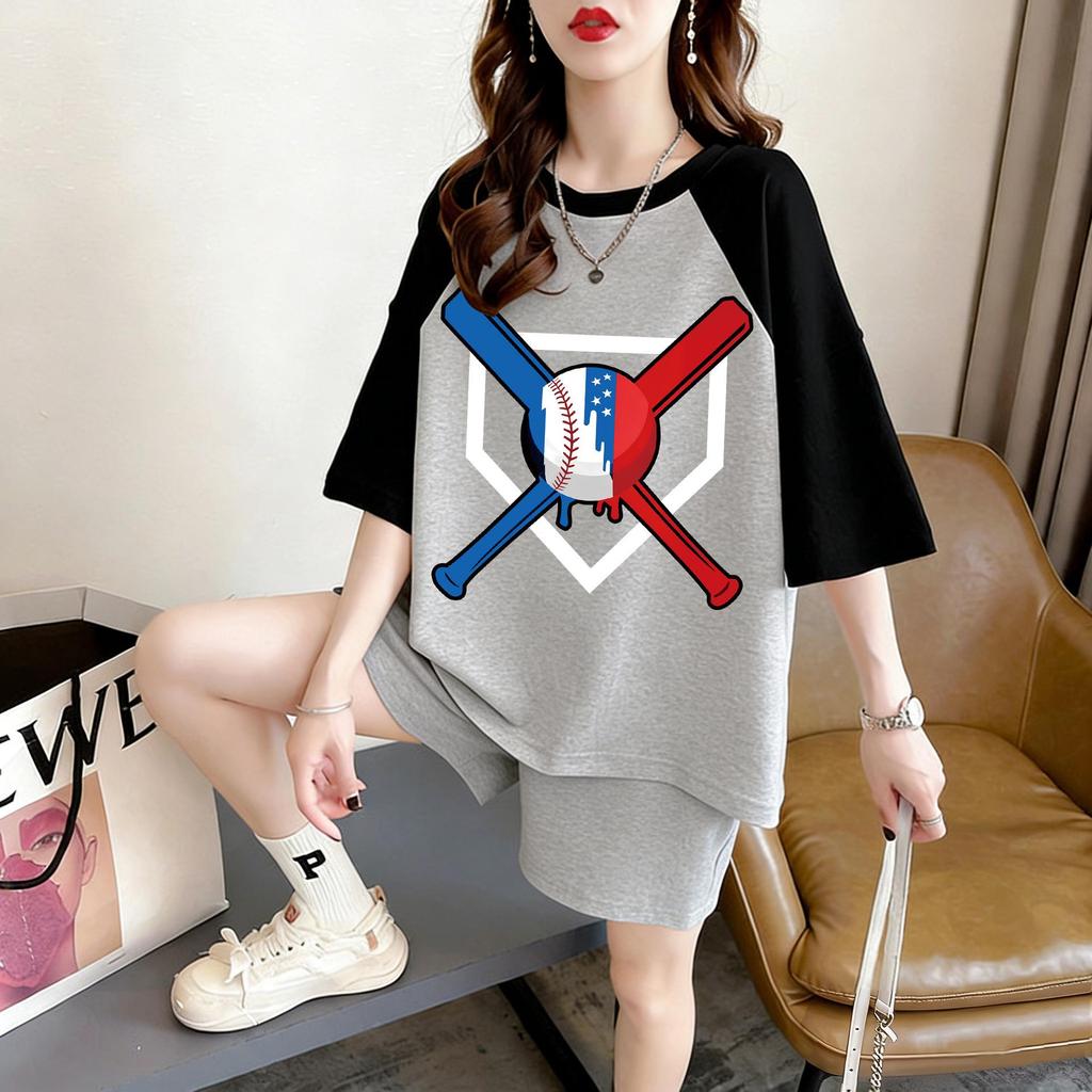 Kurzärmeliges Mid-Length T-Shirt in Übergröße: Sommer-Mode Schlankheits-Design für Damen