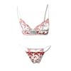 Ladies Sexy Solid Color Lace Sling Bra Lace-Up Panties Two-piece Split Sexy Suit With Steel Ring