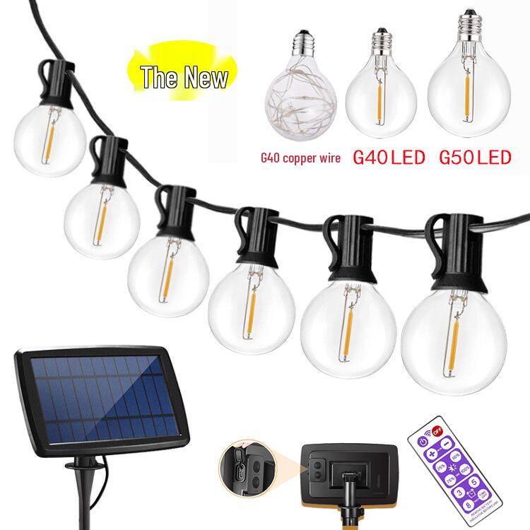 Spot G40 Solar LED Outdoor Waterproof Globe String Lights for Courtyard & Christmas Decoration