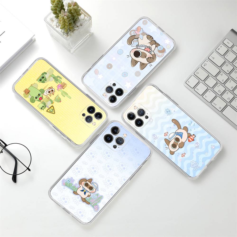 Cartoon Siamese Cat Couple TPU Silicone Case for IPhone 11 12 13 14 15 16 17 Pro Max Shockproof Clear Back Cover