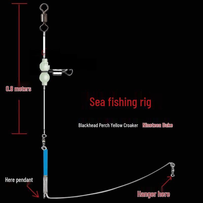

Curved Blade Sea Fishing Rig with Luminous Gourd Swivel: Perch, Blackhead, Yellow Croaker, 19-Fathom Line - Extra Large Size