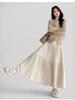 Korean Style Woolen Pleated A-line Skirt: High Waist, Hip-Covering, Draped Half Skirt for Women, Autumn/Winter Fashion.