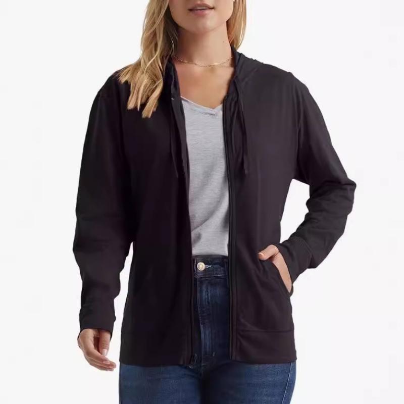 Женское худи на молнии из фактурного хлопка, женская футболка-худи на молнии из фактурного хлопка S