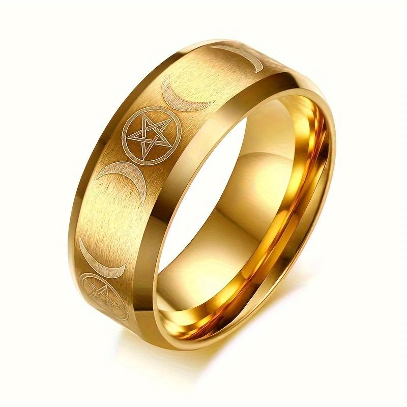 [Stylish Goddess Pentagram Ring] Stylish Stainless Steel Ring | Classic Triple Goddess Pentagram Design, 8mm Wide, Perfect for Outdoor Activities and