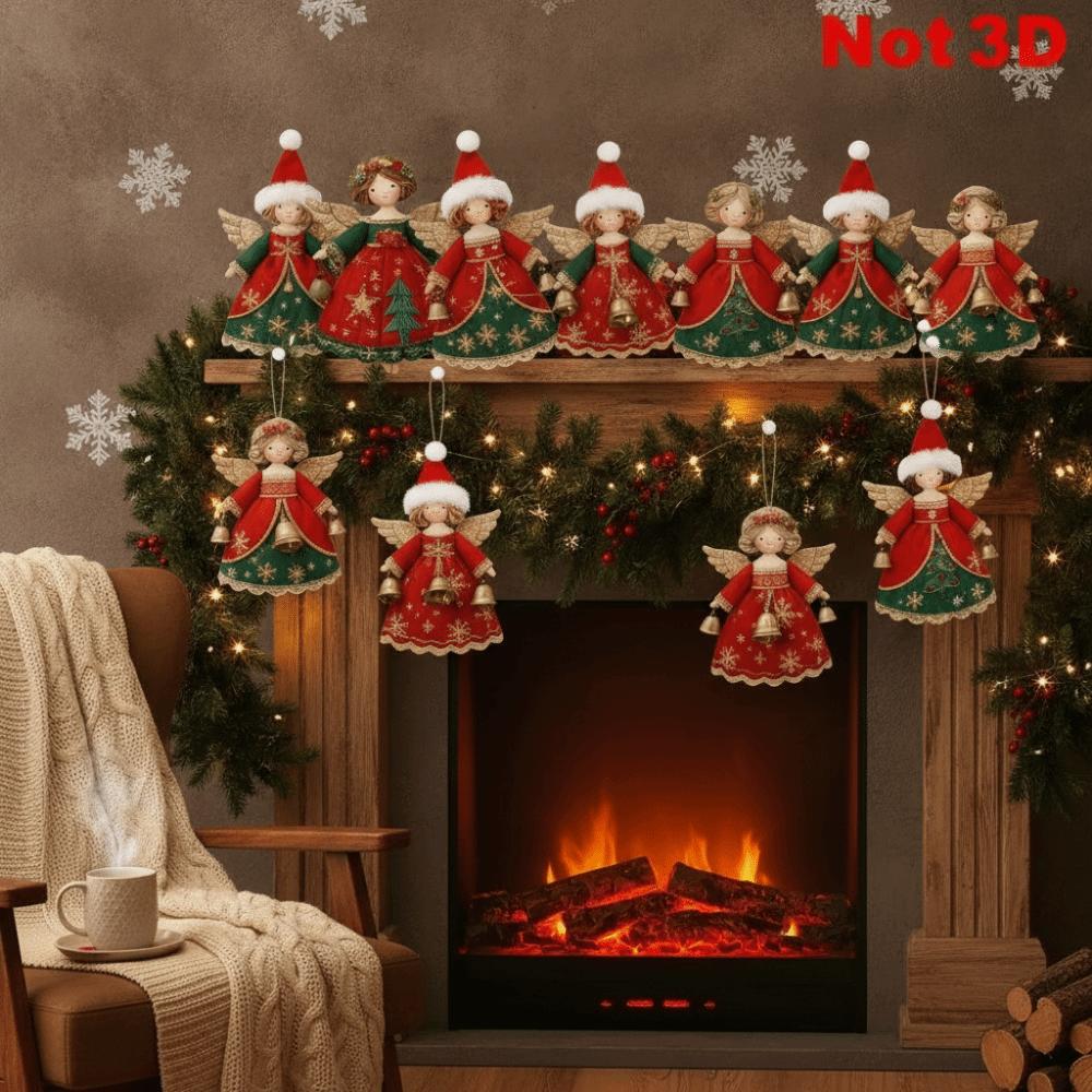 12pcs Wooden Christmas Tree Decor 2D Flat Girl-Shaped Pendant Christmas Gift Giving