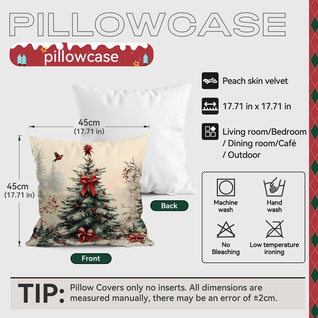 Winter Flower Christmas Pillowcase Printed Polyester 45x45cm Throw Pillowcover Decorative Sofa Cushion Pillowslip Home Decor