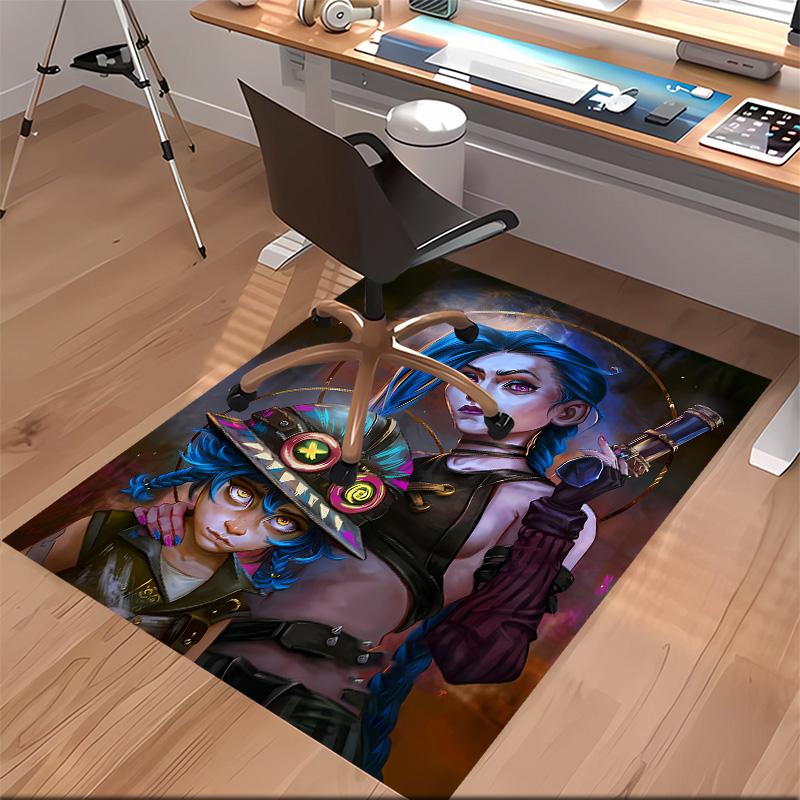 League of Legends Jinx Print Area Rug-Soft,Washable Non-Slip Indoor Mat Office Chairs,Living Room,Home Office Decorative Rug