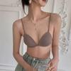 Women's Front Closure Bra French Triangle Cup Push Up for Small Bust Seamless Wireless Low Back Thin Style Backless Underwear