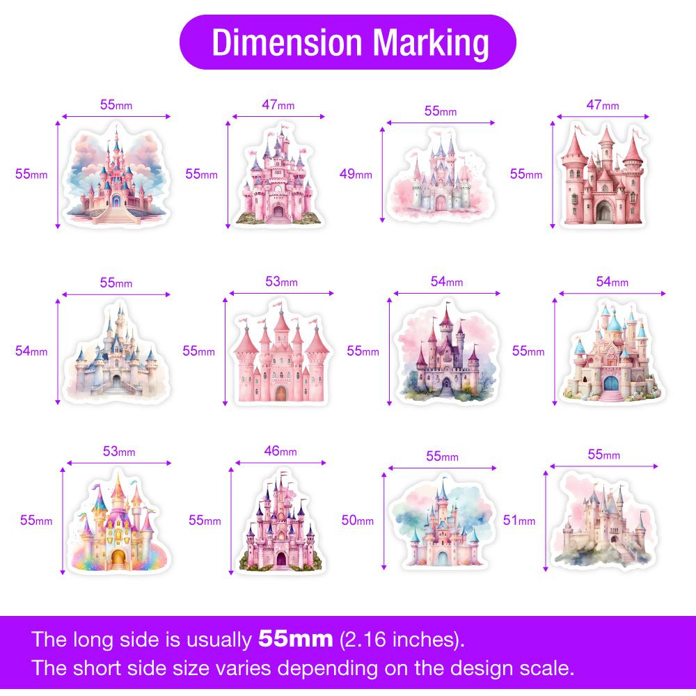 Watercolour Cartoon Castle Stickers DIY House Decal for Laptop Phone Scrapbook Luggage Decorative Bottles Graffiti Waterproof