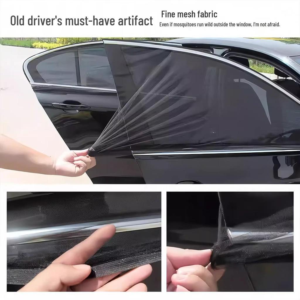 Universal Car Window Mosquito Net: Breathable, Mosquito-Proof, Privacy Blackout & Heat Insulation Curtain