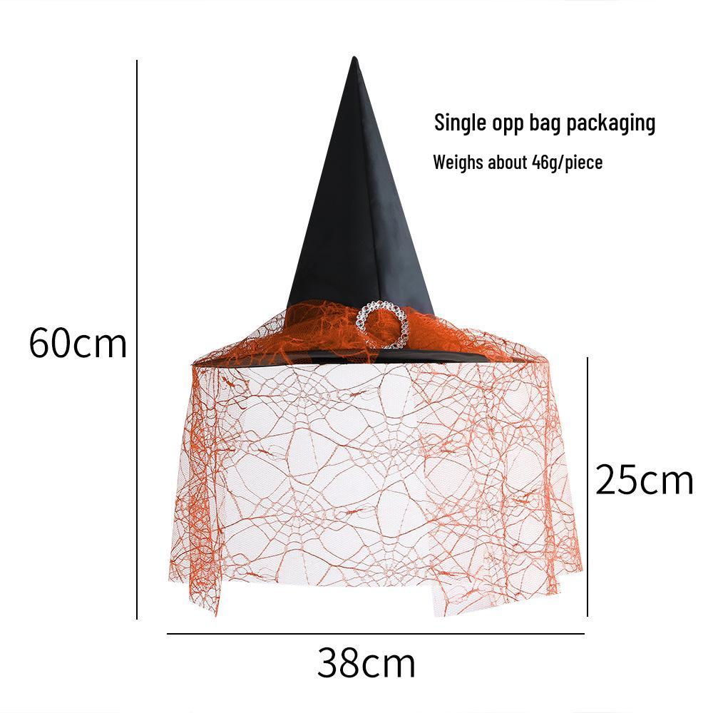 Halloween Witch Hat with Silver Buckle & Gauze - Kids & Adults Costume Accessory