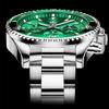 OLVES Quartz Popular Business Quartz Easy to Stainless Steel Band Men's Watch, Watch, Chronograph, Read, Waterproof, Luminous, (Green)