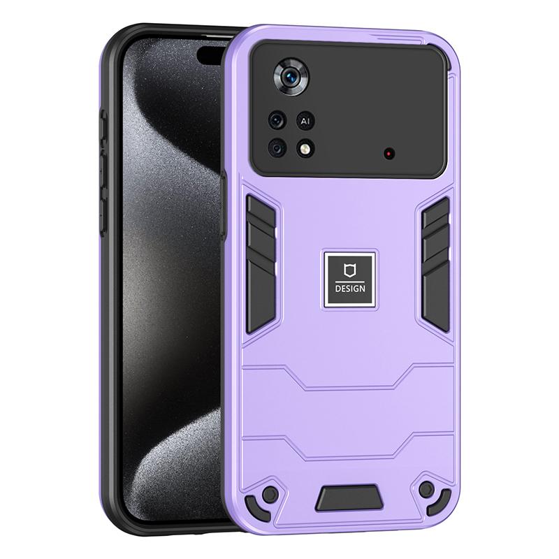 

Противоударный магнитный чехол для телефона Armor для Xiaomi POCO X4 Pro X5 X6 Pro Poco M4 Pro M5S F5 C55 C61 Однотонная жесткая задняя крышка из ПК For POCO C61 фиолетовый