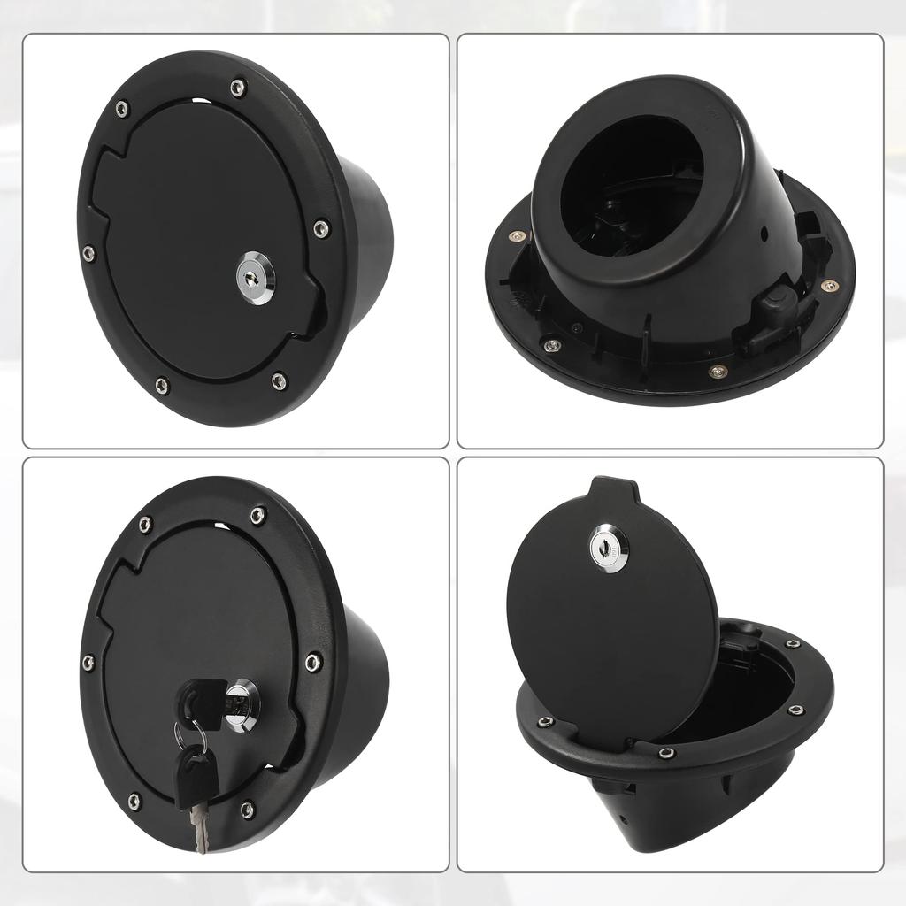 ACROPIX Fuel Tank Fuel Filler Lock Door Gas Tank Cap Cover Fits Jeep Wrangler JK with Key Black 1 Piece