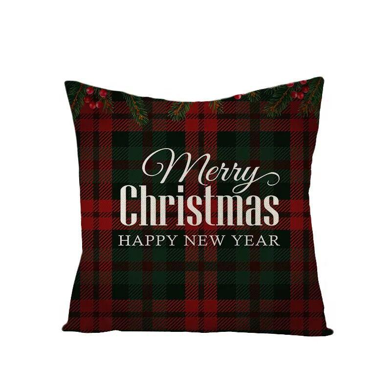 Christmas Linen Pillowcase Home Holiday Decoration Gift Pillow Cushion Cover