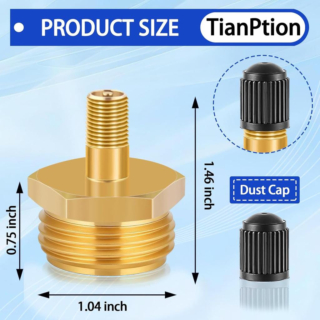 RV Blow Out Plug For Winterization - Brass Sprinkler Water Blow-Out Adapter With Schrader Valve To 3/4'' GHT Garden Hose Connection Winterizing
