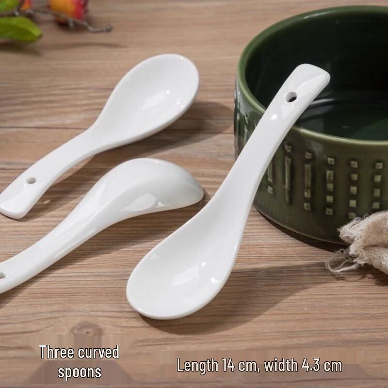 White Ceramic Dinner Spoons (10-Pack)