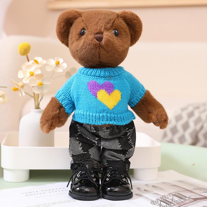 Cute Dressed Teddy Bear Doll Plush Toy Joint Bear Cuddle Bear Doll Children Soothing Doll 32cm（0.25kg）