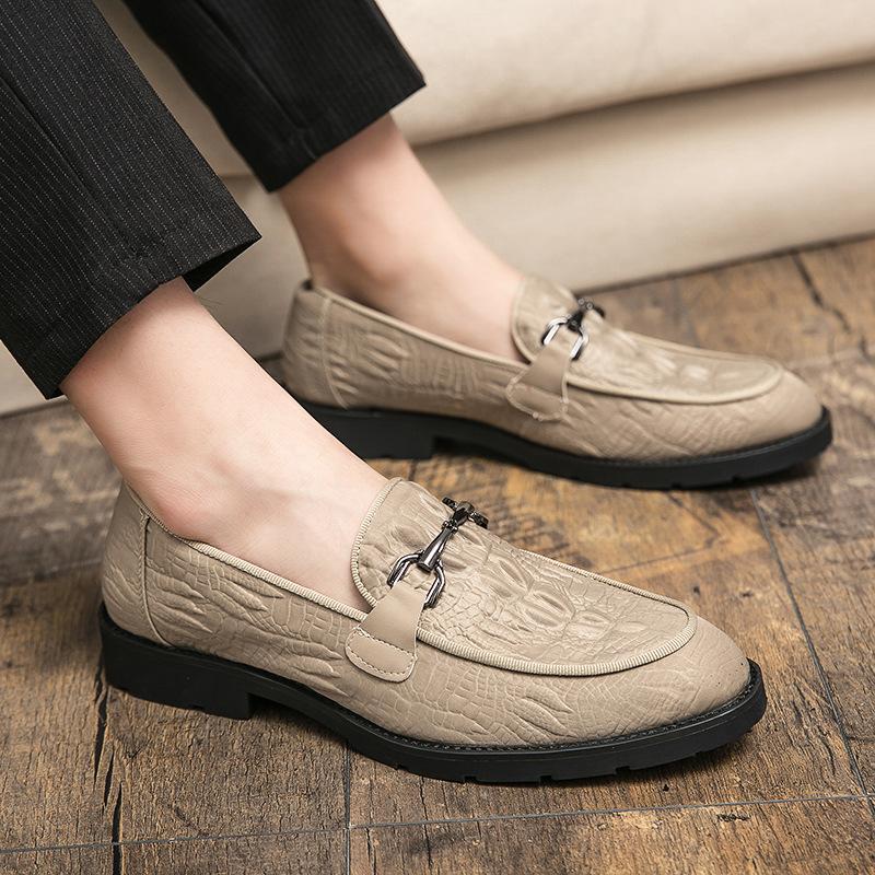 

Men s shoes summer and autumn British pointed leather shoes trendy fashion shoes men s pointed casual business leather shoes 47 бежевий