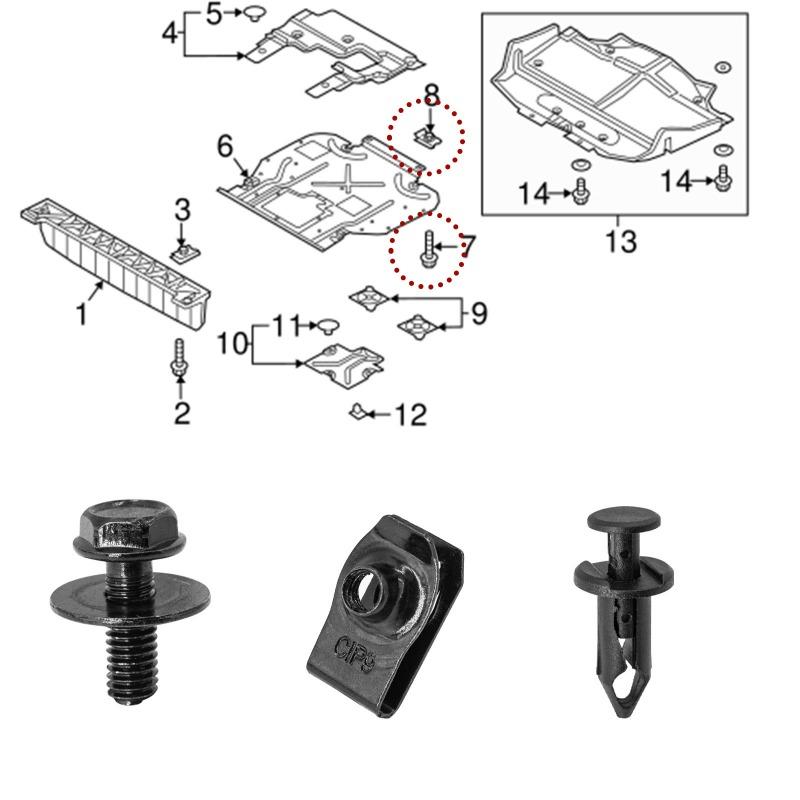 35PCS body bolt U-nut clamp M6 engine lower cover guard fender fixing screw chassis