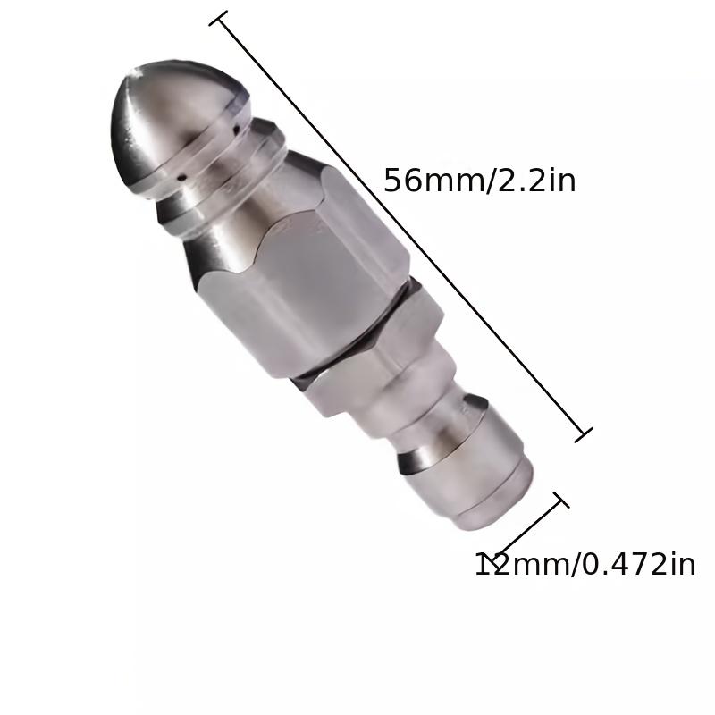 1/4 Inch Stainless Steel High-Pressure Sewer Cleaning Nozzle with 6 Jet Orifices, 5000 PSI Rated