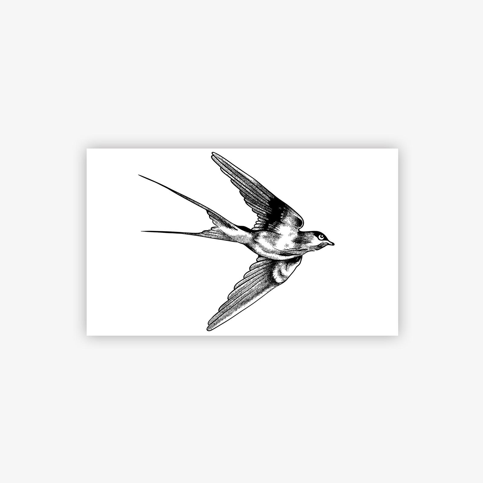 

Black And Gray Realistic Feiyan Tattoo Sticker Retro Literary Point Thorn Waterproof Long-Lasting Waist, Abdomen And Waist Exquisite Pattern 9*15