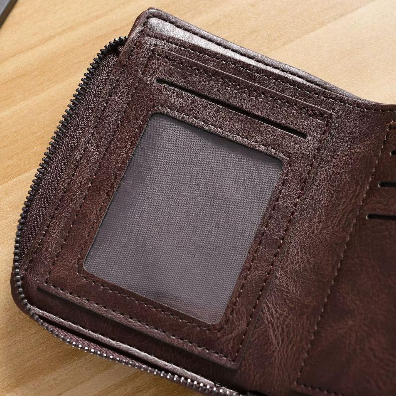 Fashion Men Wallets Leather Zipper Purse Money Clip Man Card Holders Male Short Multi-Card Wallet Coin Purse New Year Gifts