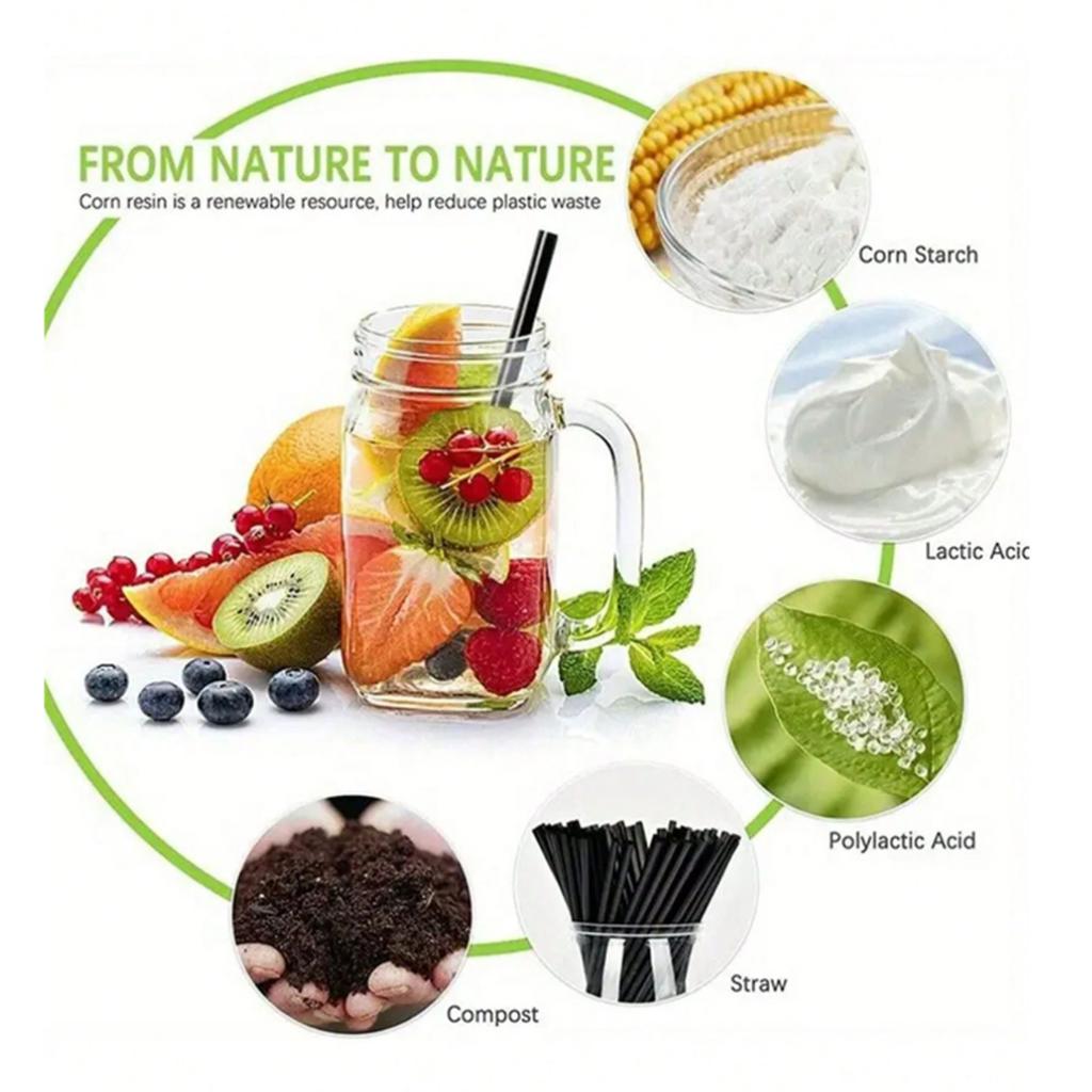 50/100PCS Black Disposable Straws Straight Through Fine Straws Plastic Beverage Tubes That Can Be Reused Coffee Shop Bar Party