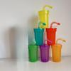 Neon Sipper Cups Reusable Spill-Proof Drinking Cups with Lids and Straws for Birthday Party Travel Xmas Juice Mug Water Bottle