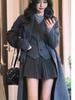 Miu-Style Dark Gray Wool Pleated Women's A-Line Skirt - 2025 New Thickened JK Style for Autumn/Winter