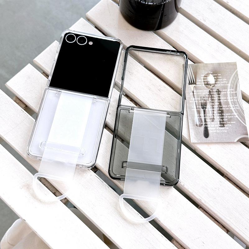 Suitable for Samsung Galaxy Z FLIP7 Mobile Phone Case Folding Card Bag Wristband Ring Transparent FLIP6 Protective Case
