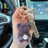 Portachiavi per Auto Orsetto Seduto Full Diamond alla Moda Selezione Alfabeto Creativa Targhetta Numero con Strass Decorativa Portachiavi Anti-smarrimento