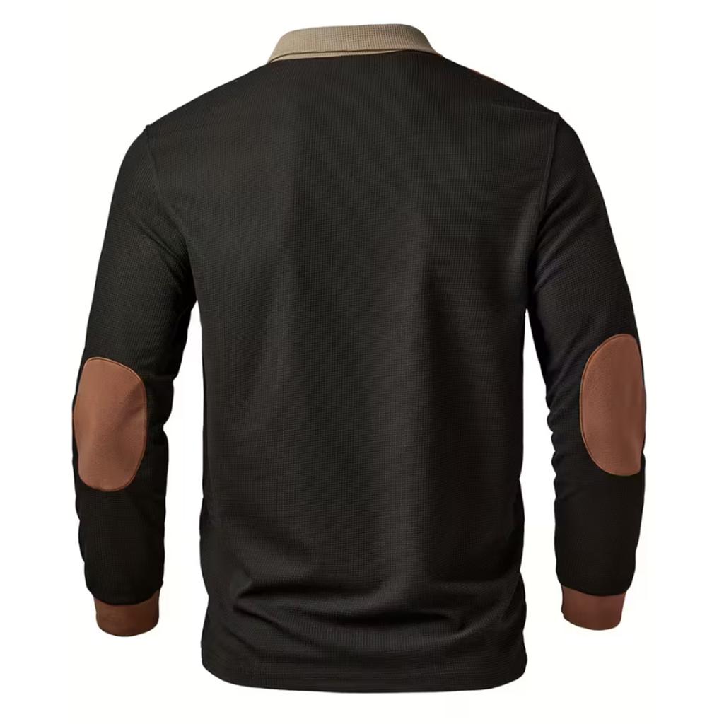 Men's Color-Blocked Button Lapel Long Sleeve Top Men's Casual Fashion Long Sleeve Top