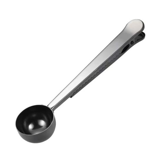 2-in-1 Löffel und Beutelclip, Messlöffel aus Edelstahl, Multifunktionaler Pulverversiegler für Milchkaffee, Luftdichter Clip