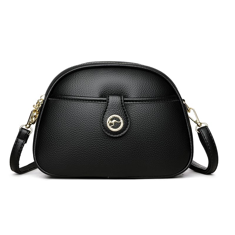 Women's Crossbody Bag Soft Leather Small Square Bag Multi-Compartment Shoulder Bag
