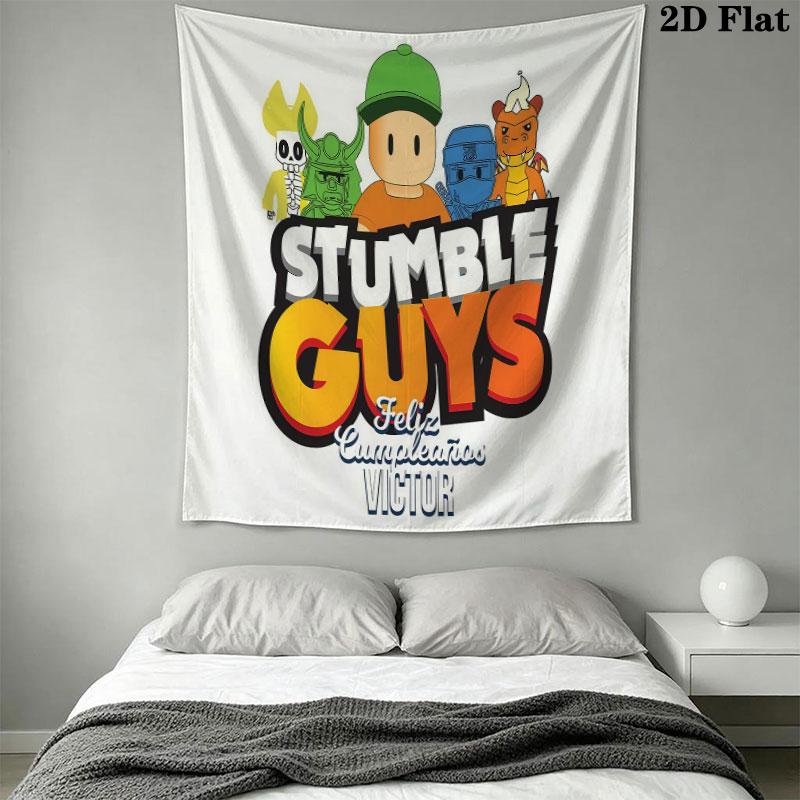 Stumble Guys Sprint Telo da Parete Stampato Coperta in Tessuto Arazzi Decorativi per Camera da Letto Soggiorno Arredamento per la Casa