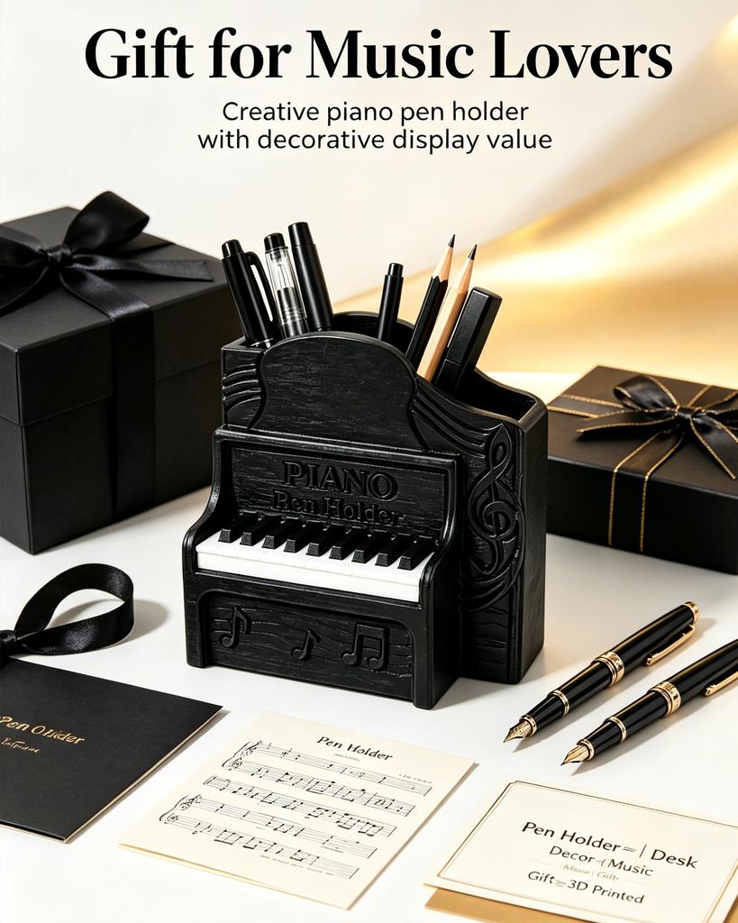Creative 3D Printing Piano Music Office desktop Organization and Storage Pen Holder Decoration Gift Ornaments