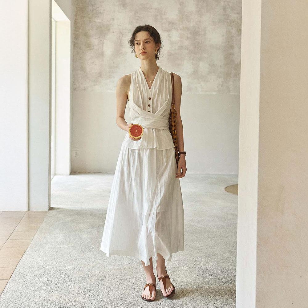 Simpeulleteulo Sr_Cross-Strap White Dress