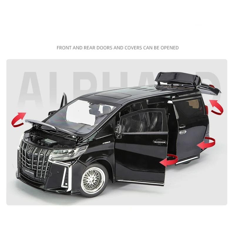 Large Size 1/18 Toyota Alphard MPV Alloy Car Model Diecast Metal Toy Vehicles Car Model Simulation Sound and Light Children Gift