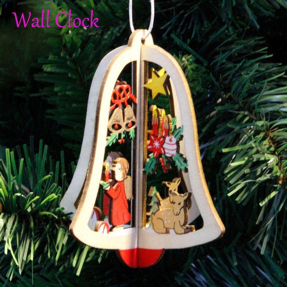 

2PCS Hot Hanging Gift Christmas Decor Xmas Tree Ornaments 3D Pendant Decorations Wall Clock
