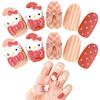 Sanrio Character Nail Hello Kitty Checkered Peel and 24 Nail Peel and Stick Tips, Pattern, Stick, 3D, Sheets, Short, Gradient, Stone, Stickers,
