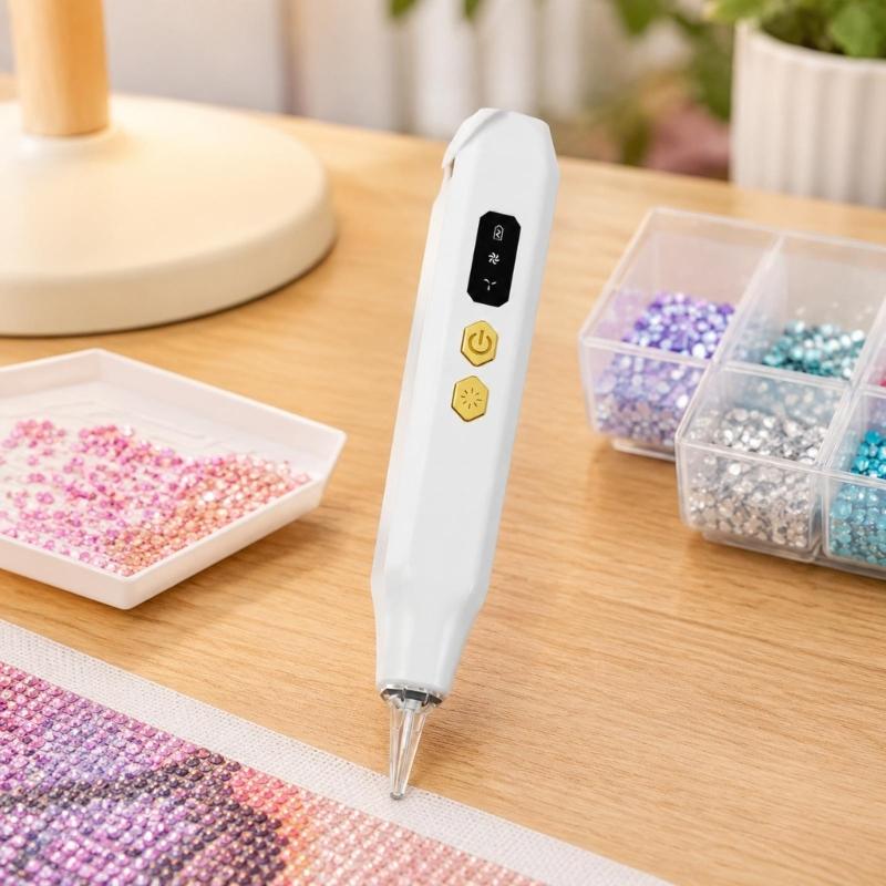 Two-Speed Drill Art Placement Pen with Air Pickup and Rechargeable Power for Focused Detail Work Tasks Use