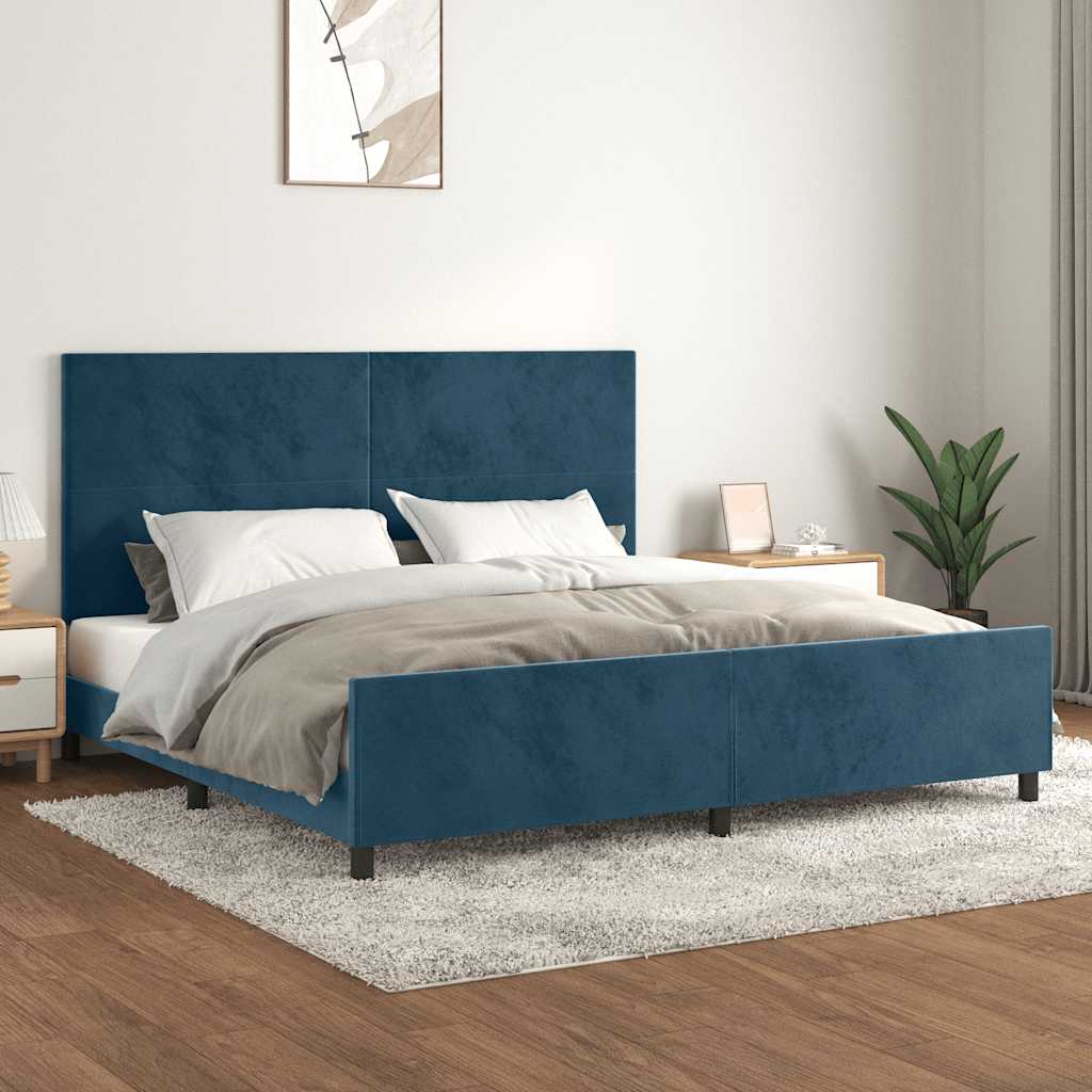 Bed Frame without Mattress Dark Blue 200x200 cm Velvet