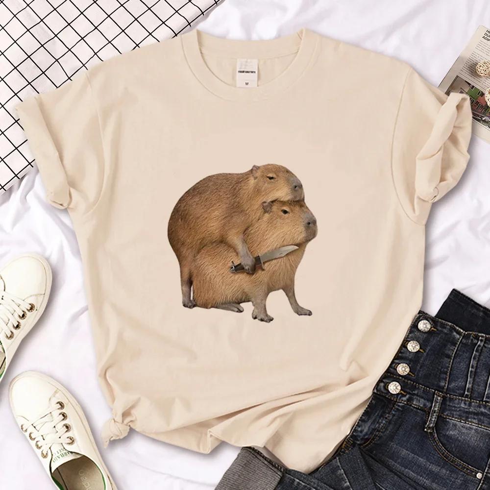 Capybara Capybara T-Shirts Herren Y2K Designer Sommer T-Shirt Junge Y2k 2000er Japanische Kleidung Kawaii T-Shirt Grafik-Top Weiblich